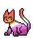 A sprite cat with the sunset lesbian flag colors